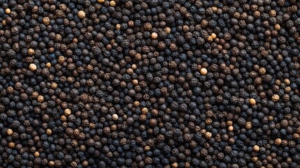 top view on black color peppercorns texture background
