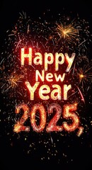 Vertical Creative poster Happy New Year 2025.Ai