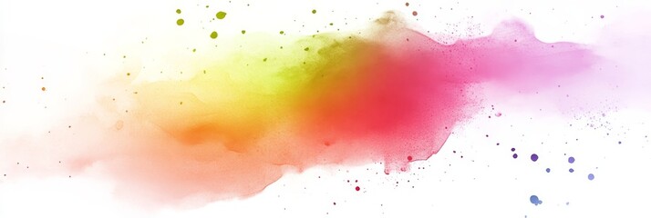 Obraz premium Vibrant Multicolored Watercolor Wash on White Background with Ample Text Space, Colorful Splashes