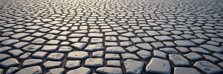 Obraz premium Sunlit stone pavement with irregular pattern 