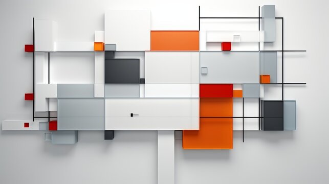 Dynamic abstract art  bright orange, black, and light gray with unique textures and shapes