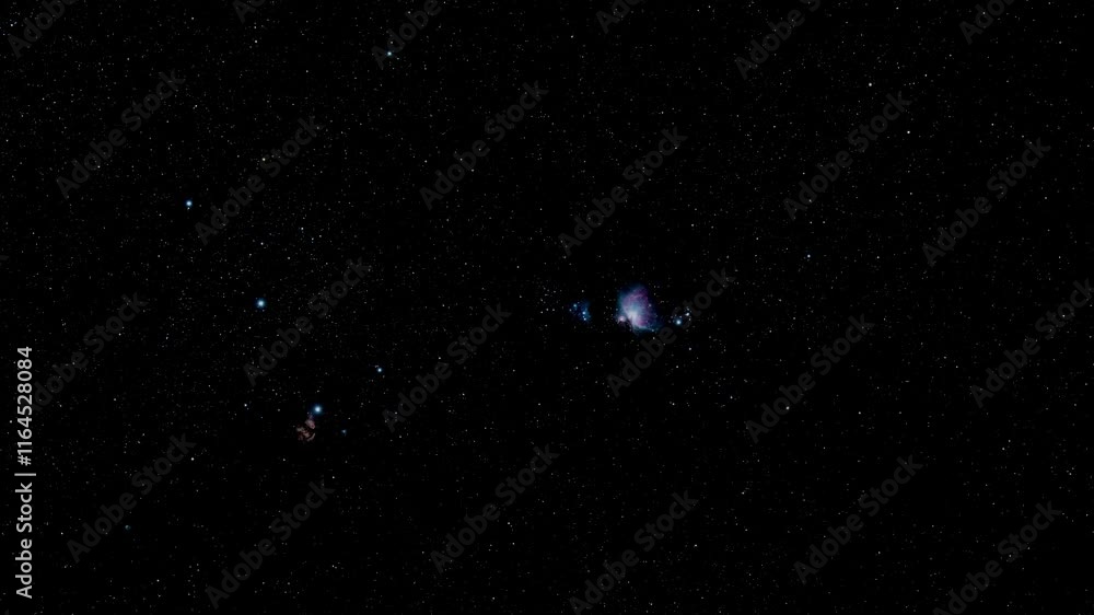 Wall mural a zoom in on the constellation of orion and the great nebula