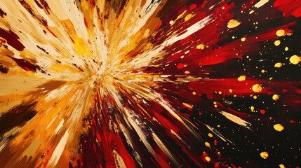 Radiant fireworks with dynamic spark trails in gold and red, blending into a vibrant abstract composition.