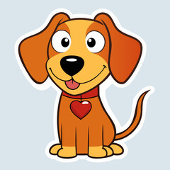 A cheerful puppy with a heart on his collar.