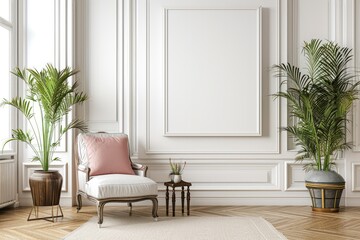 Fototapeta premium Minimalist Luxury: White Gallery Wall in Modern Interior Design