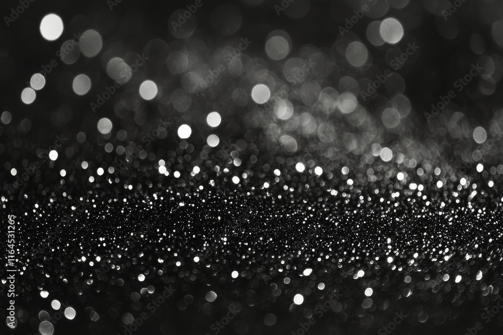 Poster captivating black and white bokeh with sparkling lights creating an enchanting atmosphere