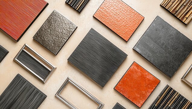A collection of textured terracotta tiles
