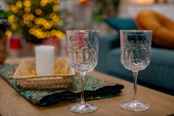 An Elegant and Beautiful Holiday Table Setting featuring exquisite Crystal Glasses