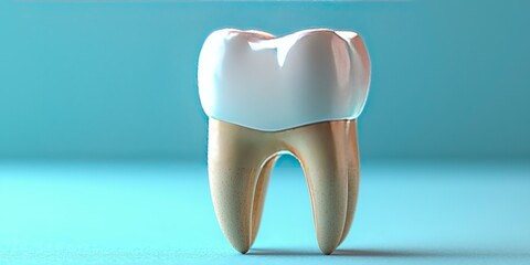 Educational model with post of dental implant between teeth and crowns