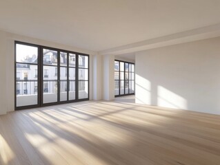 Obraz premium A large open room with a lot of windows. The windows are open and the room is very bright