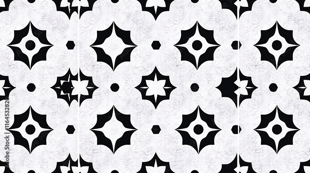 Poster black and white geometric pattern: a minimalist and modern design featuring a seamless pattern of in