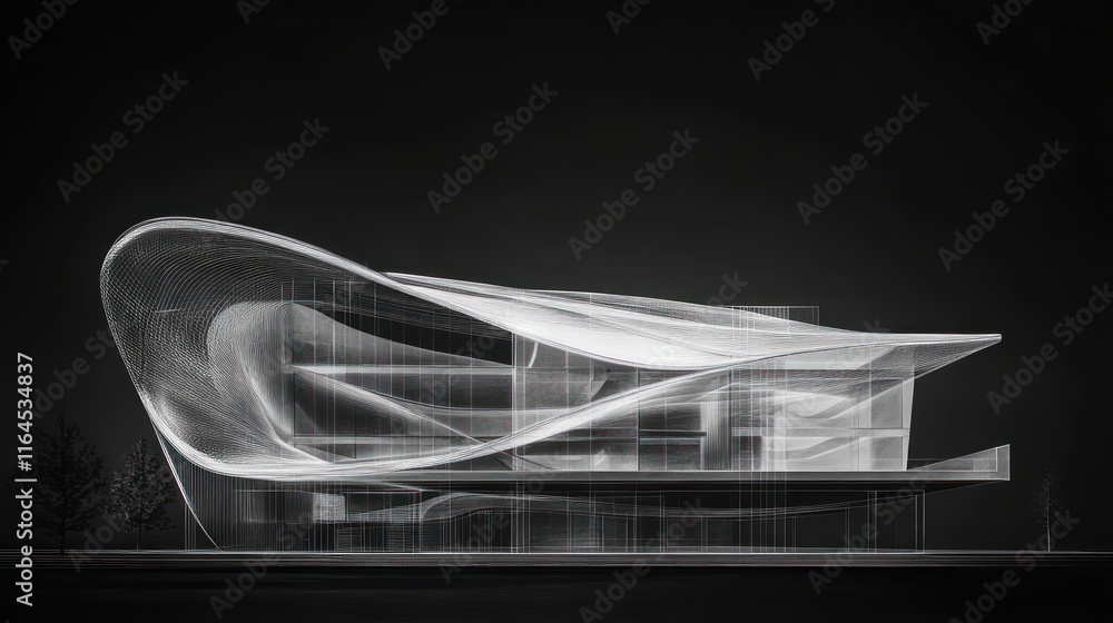 Poster abstract architectural rendering of a modern building.