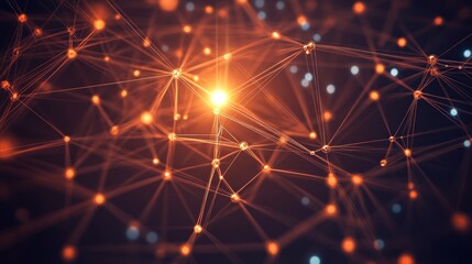 Fototapeta premium Abstract network connection glowing orange dots.