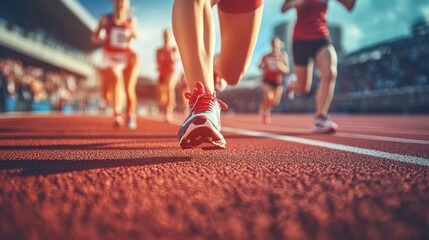 Mixed Gender Teams Running at a Race Event