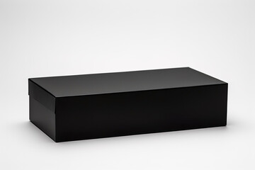 Closed blank black carton box isolated on clear white background