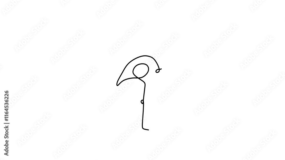 Poster flamingo bird continuous line drawing animation, animal summer theme with animated stroke