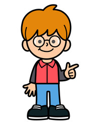 Kid stand and smiling