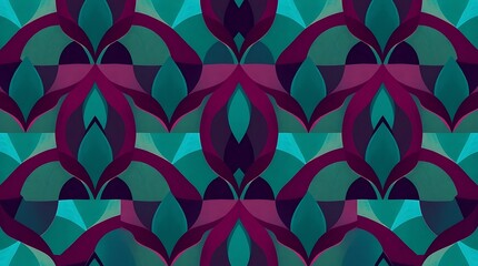 Teal and Burgundy Geometric Pattern 