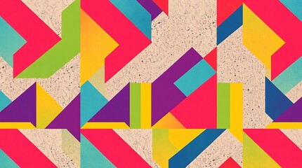 Vibrant Geometric Textile: Abstract seamless pattern with bold, colorful shapes and textures.  Perfect for modern design projects. 