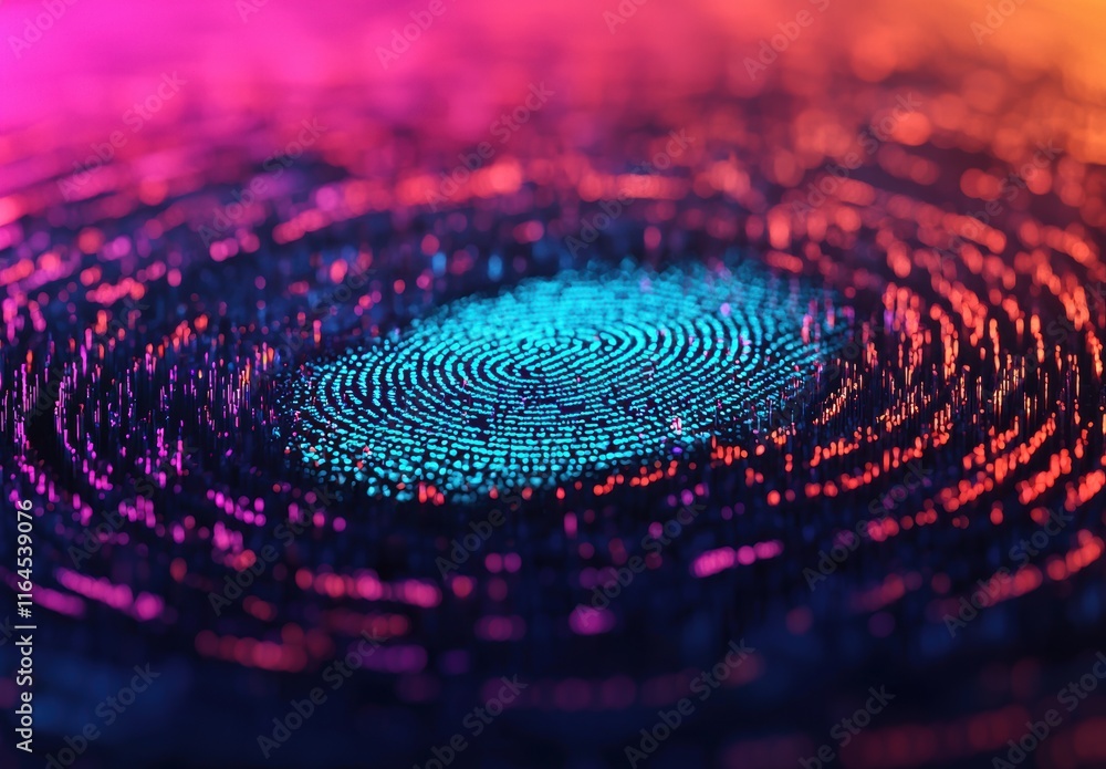 Poster Abstract colorful fingerprint pattern with vivid swirling colors