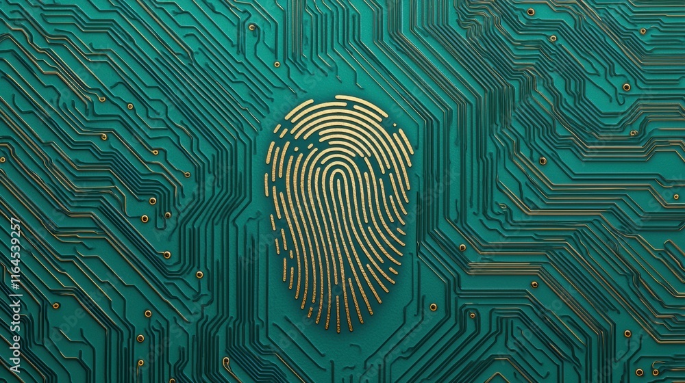 Aufkleber abstract fingerprint design over digital circuit board background