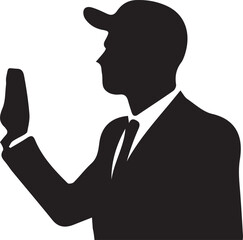 black and white businessman logo type silhouette design