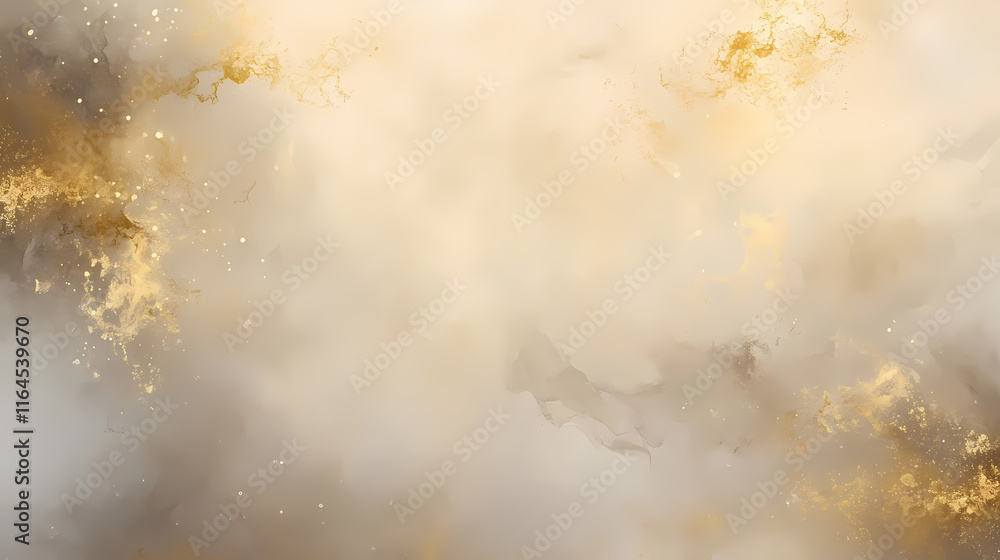 Poster abstract gold and gray texture with soft clouds and shimmering effects in a minimalist design. gener