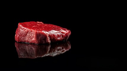 Raw Beef Steak Isolated On Black Background