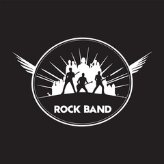 black and wight rock bands logo type silhouette design