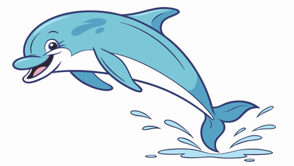Playful Jumping Dolphin Cartoon Illustration 