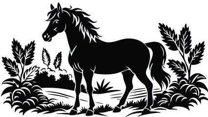 Vector silhouette animal in nature white background