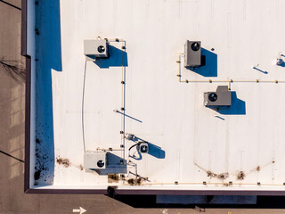 Sunny Day Time Drone Images of New TPO Roofing System on a New Commercial Building in Raleigh North Carolina: No People, Engineering, Architecture, Trades