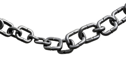 Obraz premium Broken metal chain link against transparent background