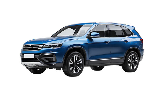 Modern Blue SUV with Transparent Background for Design