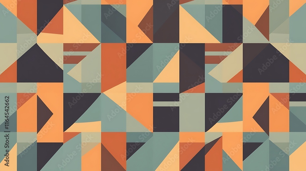 Poster geometric abstract pattern: a captivating blend of earthy tones and geometric shapes creates a visua