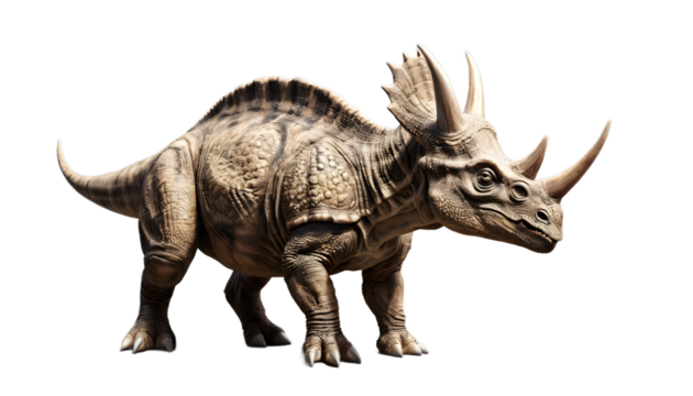 Realistic 3D Model of a Ceratopsian Dinosaur Isolated on Transparent Background