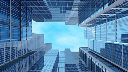 Modern business buildings, conceptual background. Skyscapers and cloudysky.