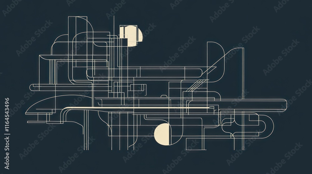 Aufkleber abstract geometric illustration with intersecting lines and shapes.