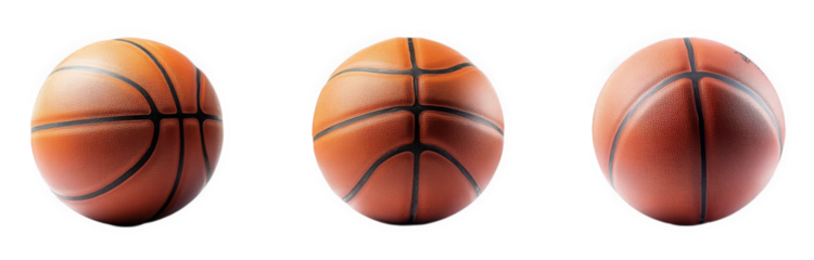 three basketballs displayed in a row against a white background. highlighting their texture and design the focus on the balls emphasizes their spherical shape and surface details. making it suitable f