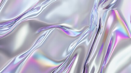 Abstract iridescent silver flowing fabric texture