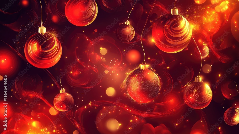 Poster smooth red gradient background with swirling abstract shapes, symbolizing new year joy and movement.