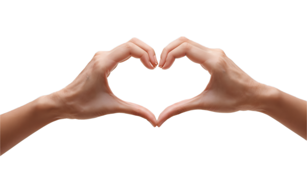 Hands forming a heart shape, perfect for design elements.