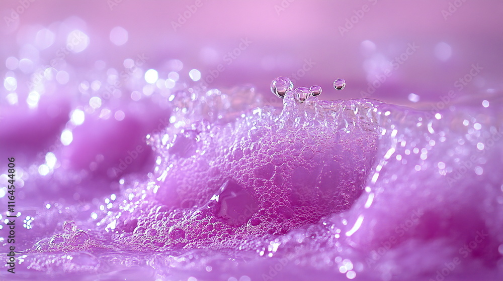 Poster vibrant purple water with bubbles creating a refreshing and tranquil atmosphere in a serene setting