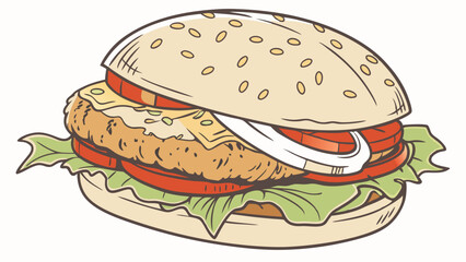 Juicy Chicken Burger Illustration 