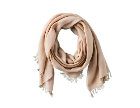 Beige Scarf Isolated on Transparent Background