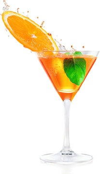 recommend clip art: Aperol Spritz Cocktail Vibrant Orange Aperol glass ice cubes vibrant orange, Isolated on Transparent Background PNG Format, AI Generated, Clip Art Cutout Graphics Element Removed