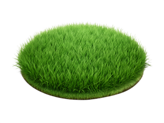 Circle background of green grass isolated on transparent background.