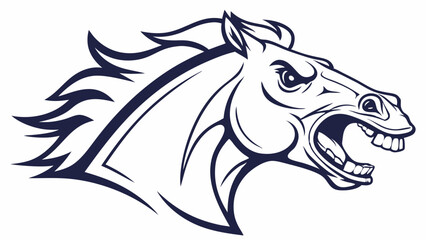 Aggressive Stallion Head Logo: A powerful and dynamic vector illustration of a horse's head, showcasing its fierce expression and muscular features. Perfect for sports teams, equestrian brands.