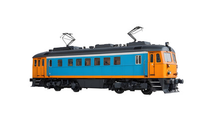 Obraz premium Modern Electric Train with Blue and Orange Design Isolated on Transparent Background