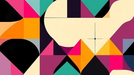 Obraz premium Geometric Abstract Art: Vibrant Hues and Bold Shapes